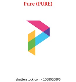 Vector Pure (PURE) digital cryptocurrency logo. Pure (PURE) icon. Vector illustration isolated on white background.