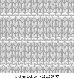 Vector Purl Stripes Stitch Pattern. Hand-drawn jersey cloth boundless background. High detailed woolen hand-knitted fabric material.