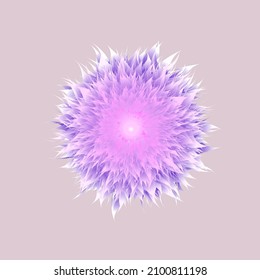 Vector purple 3d flower isolated on calm  background. Creative floral concept. Spring time. Graphic romantic element. Summer time