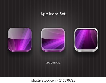 Vector purple 3d square app icons set