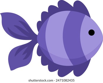 Icono de pez abstracto púrpura Vector. Bajo el mar ilustración con linda criatura divertida. Clipart de animales oceánicos. Dibujos animados bajo el agua o arte de Clip marino para niños aislados sobre fondo blanco
