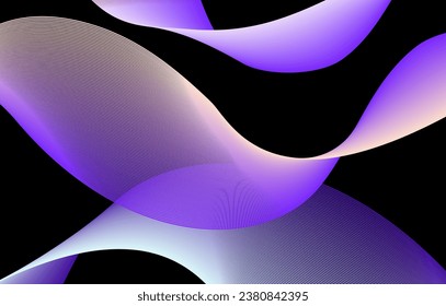 Vector purple abstract wave design element.  Dark abstract background flowing purple blue wave lines. Modern purple blue gradient. Futuristic technology and business concept.