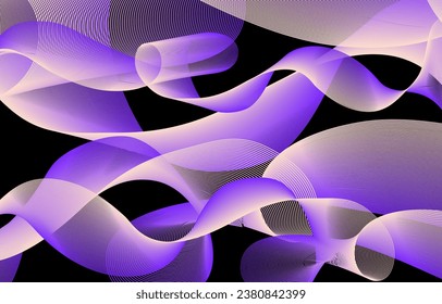 Vector purple abstract wave design element.  Dark abstract background flowing purple blue wave lines. Modern purple blue gradient. Futuristic technology and business concept.