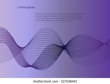 Vector purple background with abstract dark wave and example text