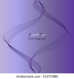 Vector purple background with asymmetrical pattern of the abstract dark lines and example text