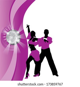 vector purple background with dancing couple