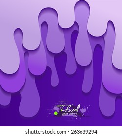Vector purple background in the form of drips of paint in 3D