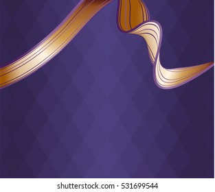 Vector purple background with gold ribbon