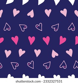 Vector Purple Background Pink and White Hearts seamless pattern background. Perfect for the fabric, scrapbooking, wallpaper projects and paper products.