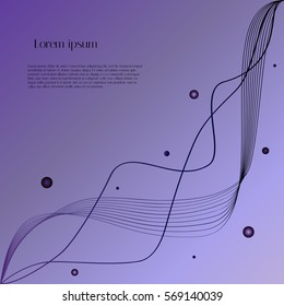 Vector purple background with smooth lines, balls and example text