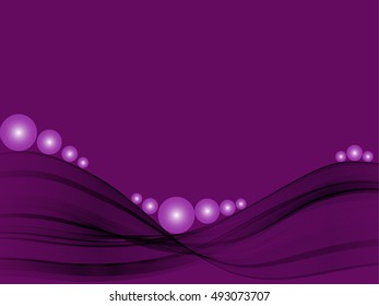 Vector purple background with waves and pearls