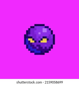 carácter de arte de píxel de bola púrpura vectorial