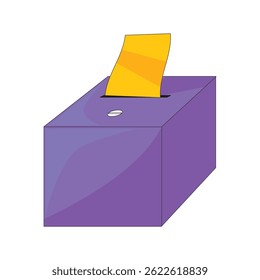 Vector purple ballot box emoji with slot, casting vote, and secure lock, symbolizing trust and security.