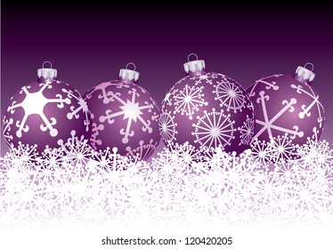 vector purple balls in snow