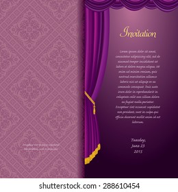 vector purple baroque invitation card