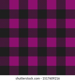 Vector Purple and Black Buffalo Check Plaid Seamless Pattern illustration for printing on paper, wallpaper, covers, textiles, fabrics, for decoration, decoupage, and other.
