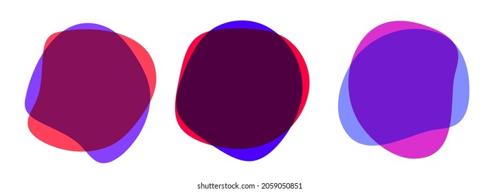 Vector purple blob shape set for background, fluid spot template for graphic, simple banner