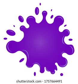 Vector purple blot image. Cartoon stain on a white background. Glitter slime blot.