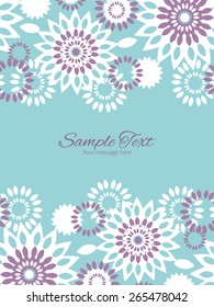 Vector purple and blue floral abstract vertical double borders frame invitation template