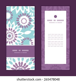 Vector purple and blue floral abstract vertical frame pattern invitation greeting cards set