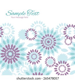 Vector purple and blue floral abstract horizontal frame seamless pattern background