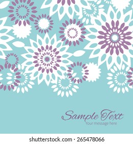 Vector purple and blue floral abstract horizontal border card template