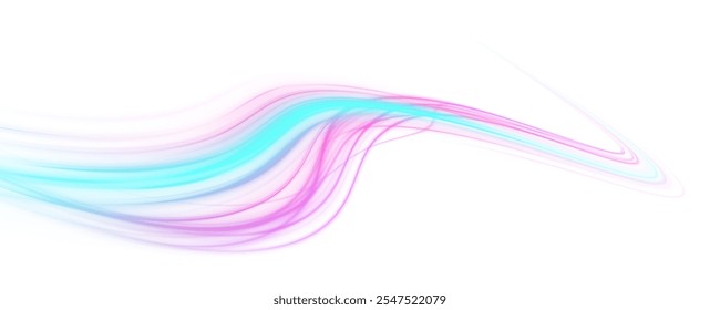 Vector purple and blue glowing lines, air flow effect PNG. Sport car is made of polygons, lines and connected dots. Database fast data transfer acceleration.	