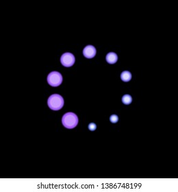 Vector Purple Blue Loader Icon, Neon Light Bright Color, Circle Shape Glowing on Black Background.