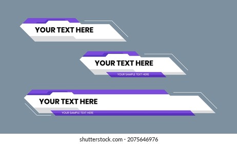 vector purple blue lower third pack news. abstract shape background for name, title motion video graphic.