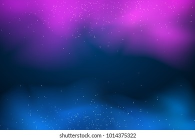 Vector purple blue smoke. Abstract dark background. Mysterious multicolored fog. Mixed paints. Magical glowing flying dust. Vector illustration