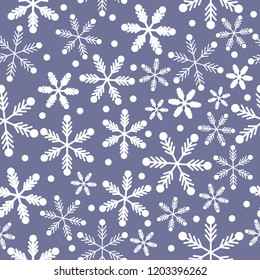 Vector Purple Blue and white snowflakes winter wonderland Background Pattern Design. Perfect for fabric, wallpaper, stationery and scrapbooking projects