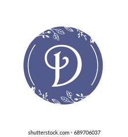 Vector Purple Bold Single Letter D Florist Logo