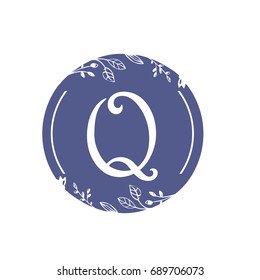 Vector Purple Bold Single Letter Q Florist Logo