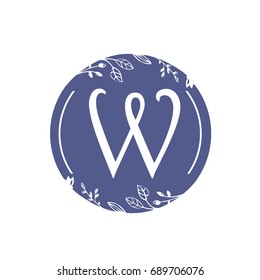 Vector Purple Bold Single Letter W Florist Logo