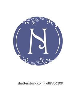 Vector Purple Bold Single Letter N Florist Logo