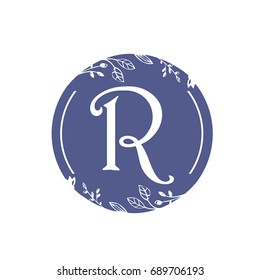 Vector Purple Bold Single Letter R Florist Logo
