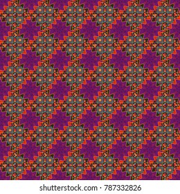 Vector purple, brown and red seamless background pattern with rhombuses.