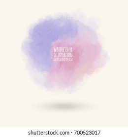 Vector purple brush strokes. Watercolor Grunge isolated elements. Smoke brushes for your design. Freehand. Ink splash. Acrylic stamp. Vector illustration