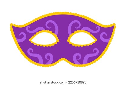 Máscara de carnaval púrpura vectorial. Máscara de Mardi Gras. Diseño para el martes gordo. Colorida ilustración de la mascarada. Máscara de carnaval para fiestas o fiestas tradicionales.