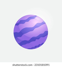Vector purple cartoon planet isolated on a white background for sticker, web design.