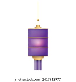 vector purple chinese lantern of circular shape realistic composition with flattened festive lantern.