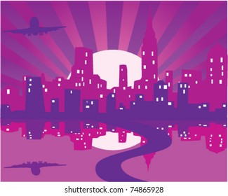 vector purple city