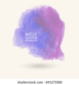 Vector purple color brush strokes. Watercolor Grunge isolated elements. Smoke brushes for your design. Freehand. Ink splash. Acrylic stamp. Vector illustration