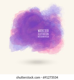 Vector purple color brush strokes. Watercolor Grunge isolated elements. Smoke brushes for your design. Freehand. Ink splash. Acrylic stamp. Vector illustration