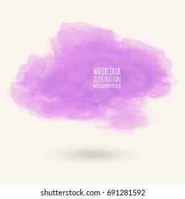 Vector purple color brush strokes. Watercolor Grunge isolated elements. Smoke brushes for your design. Freehand. Ink splash. Acrylic stamp. Vector illustration