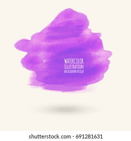 Vector purple color brush strokes. Watercolor Grunge isolated elements. Smoke brushes for your design. Freehand. Ink splash. Acrylic stamp. Vector illustration