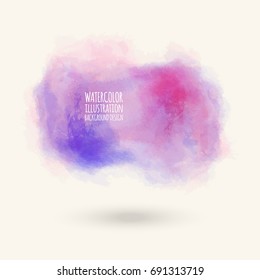 Vector purple color brush strokes. Watercolor Grunge isolated elements. Smoke brushes for your design. Freehand. Ink splash. Acrylic stamp. Vector illustration