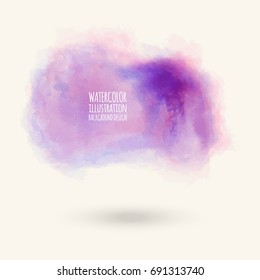 Vector purple color brush strokes. Watercolor Grunge isolated elements. Smoke brushes for your design. Freehand. Ink splash. Acrylic stamp. Vector illustration