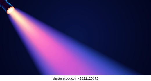 Vector purple diagonal spotlight with soft pink and blue shades on dark background