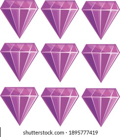 Diseño de ilustraciones de iconos de diseño de conjuntos de cristal de diamante púrpura vectorial